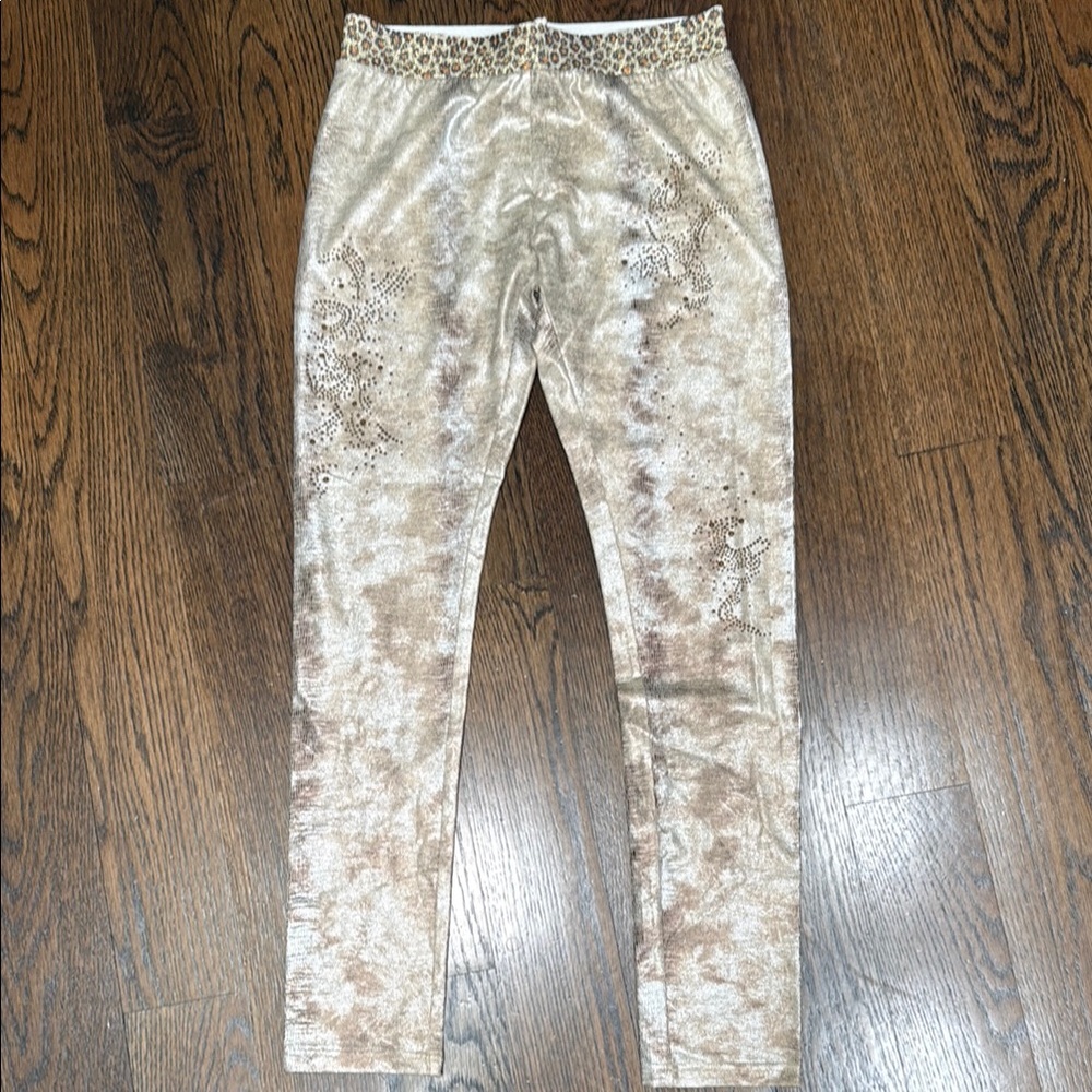 ❤️Simon Chang Boutique Gold and Brown Textured Leggings